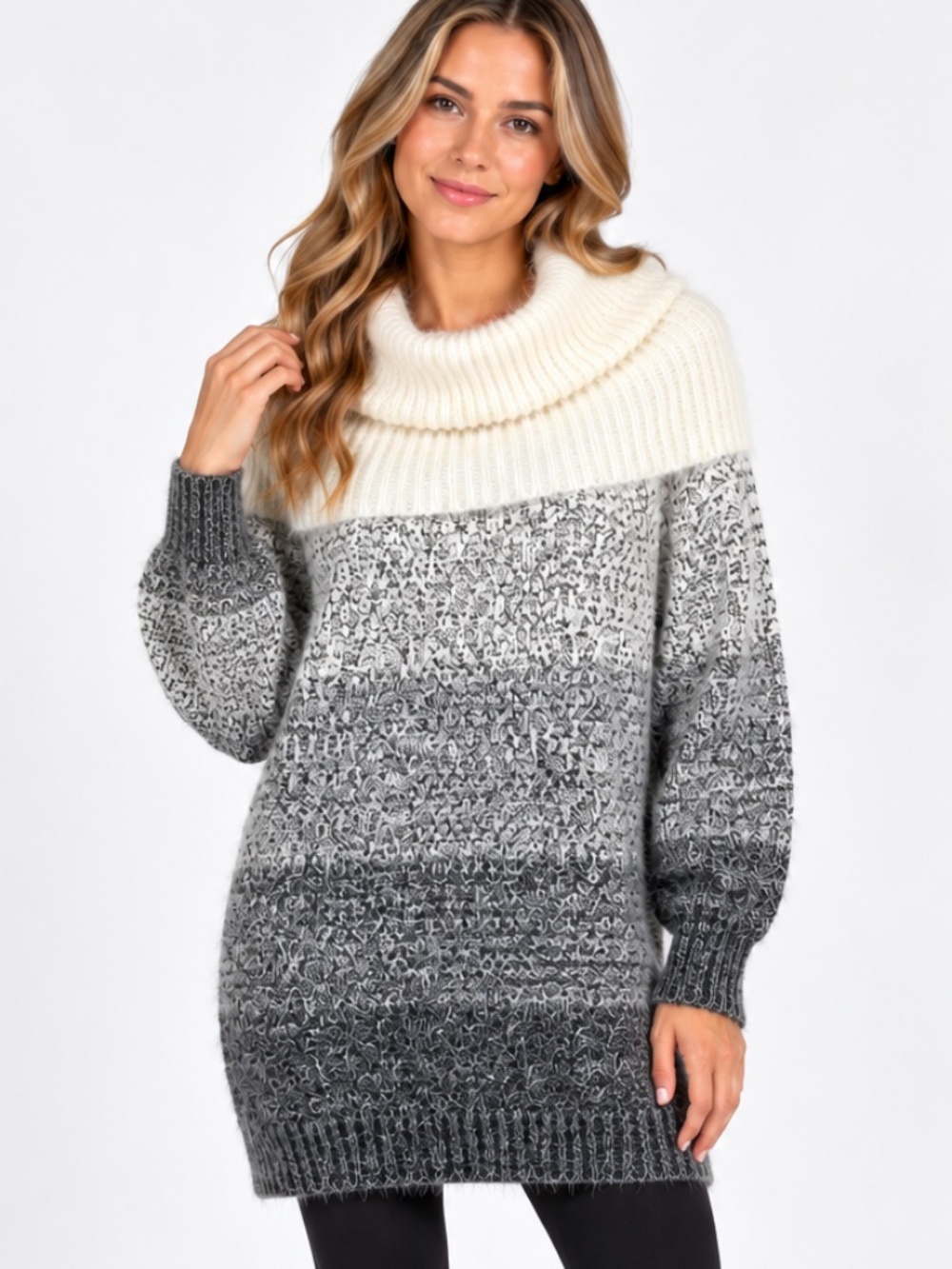 RD Style Oversized cowl neck sweater tunic